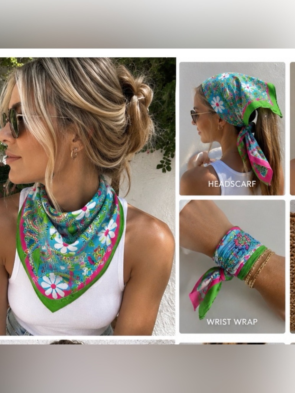 Lilly Pulitzer & Ford breast cancel collab floral bandanna scarf